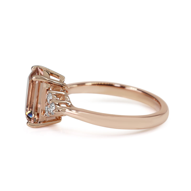 9ct Rose Gold Morganite and Diamond Ring