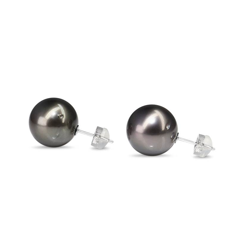 14ct White Gold 13 mm Tahitian Pearl Stud Earrings