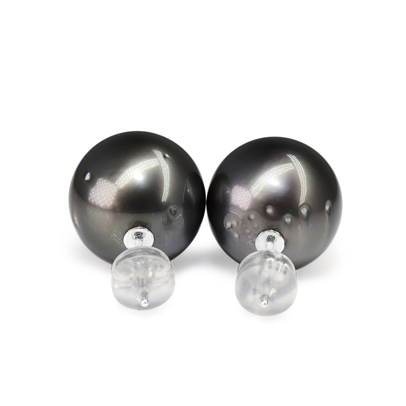 14ct White Gold 13 mm Tahitian Pearl Stud Earrings