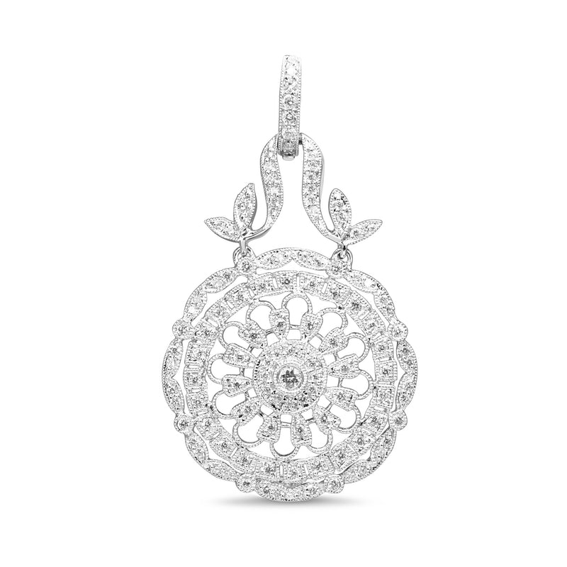 18ct White Gold Antique Style Pierced Out Diamond Enhancer Pendant