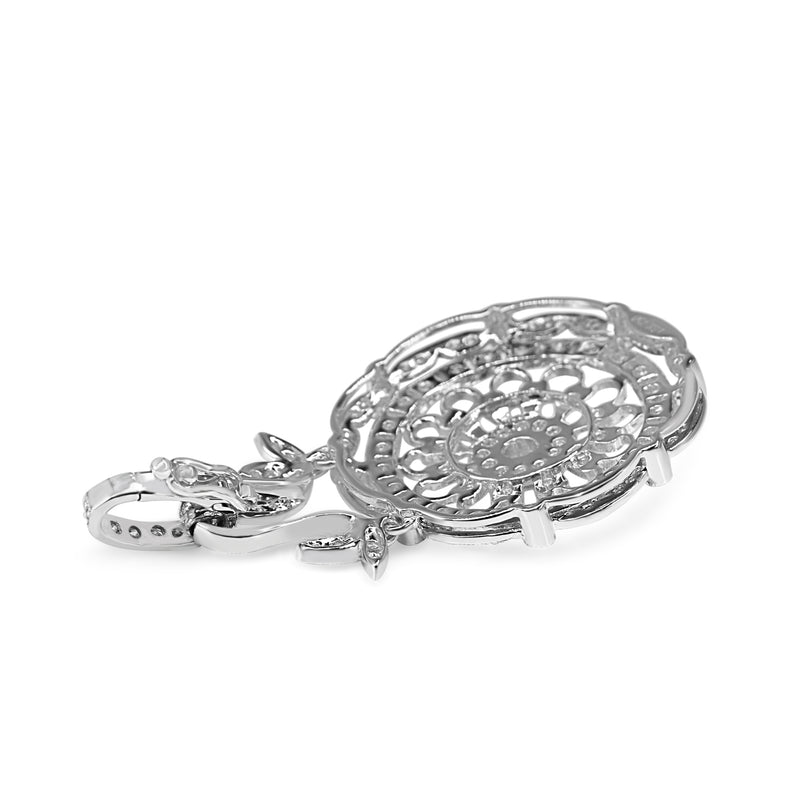 18ct White Gold Antique Style Pierced Out Diamond Enhancer Pendant