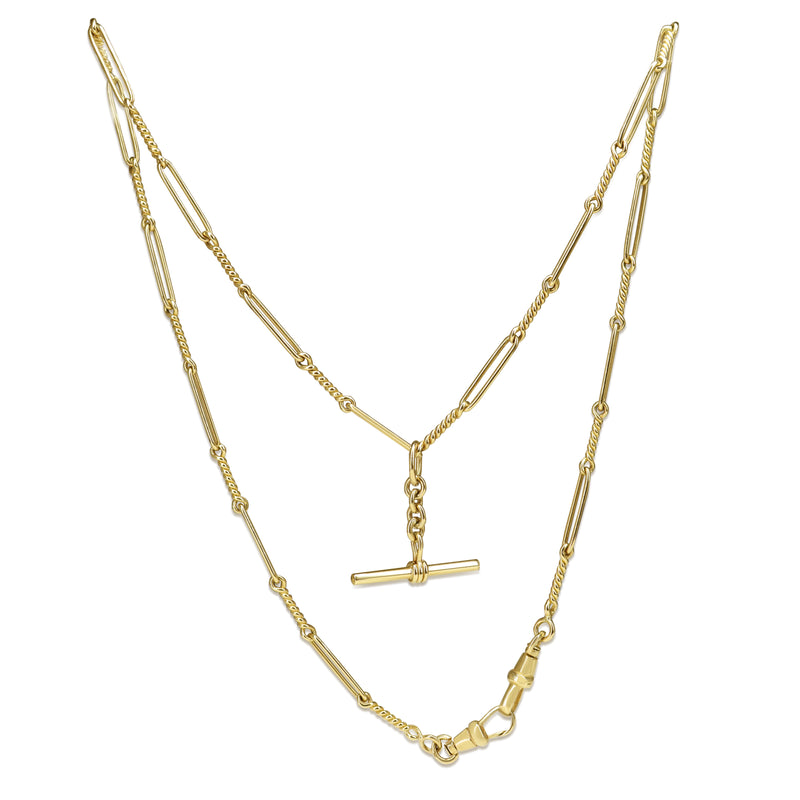 9ct Yellow Gold Fancy Link Fob Chain Necklace