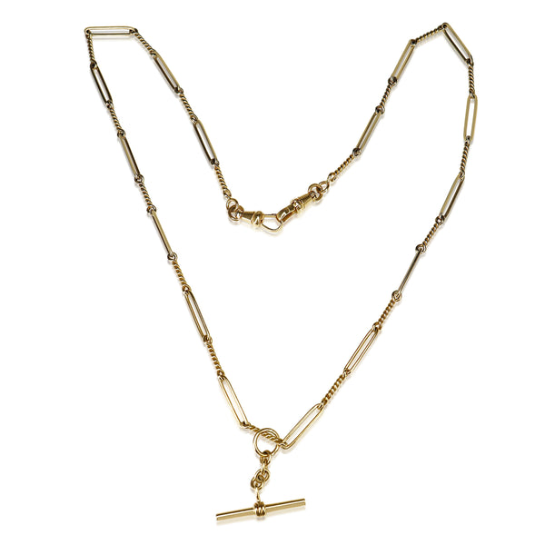 9ct Yellow Gold Fancy Link Fob Chain Necklace