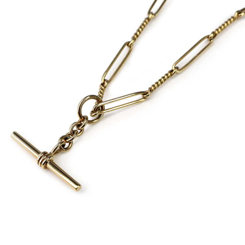 9ct Yellow Gold Fancy Link Fob Chain Necklace