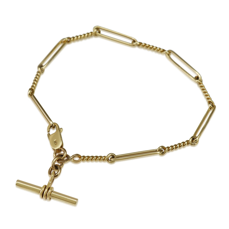 9ct Yellow Gold Fancy Link Fob Chain Bracelet