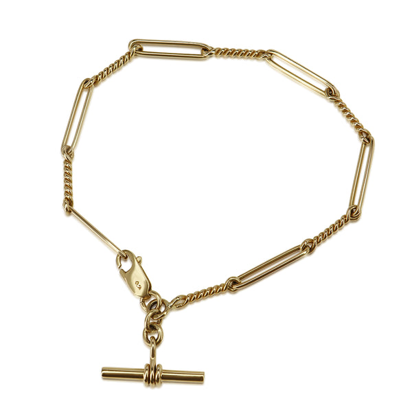 9ct Yellow Gold Fancy Link Fob Chain Bracelet