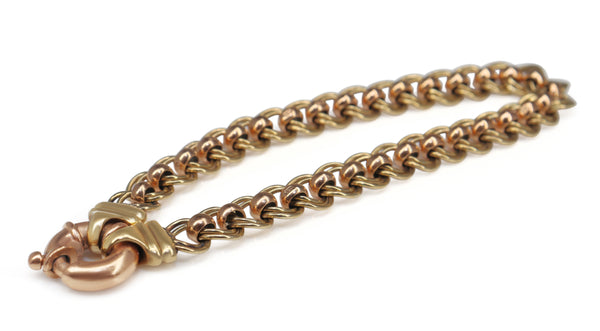 9ct Rose and Yellow Gold Fancy Style Belcher and Double Curb Link Bracelet