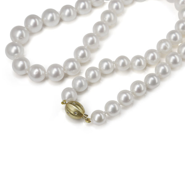 9 - 11 mm South Sea Pearl Strand on 14ct Matte Diamond Clasp