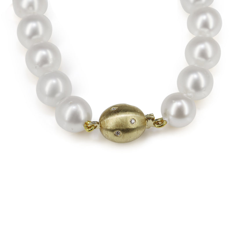 9 - 11 mm South Sea Pearl Strand on 14ct Matte Diamond Clasp