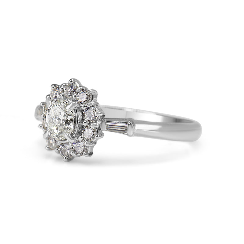 Platinum Oval Cluster Diamond Halo Ring