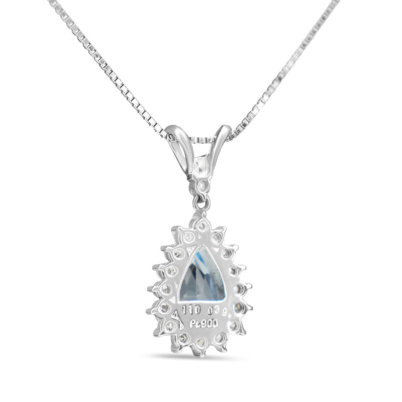 Platinum Pear Aquamarine and Diamond Necklace