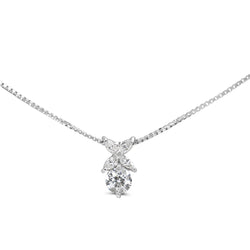 Platinum Round and Marquise Diamond Necklace