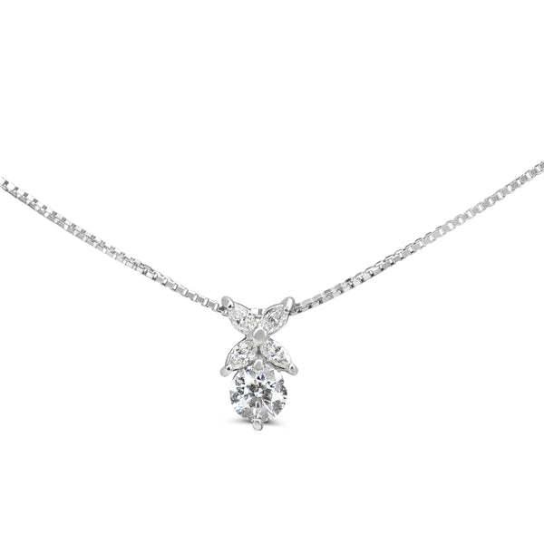 Platinum Round and Marquise Diamond Necklace