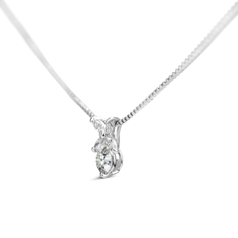 Platinum Round and Marquise Diamond Necklace