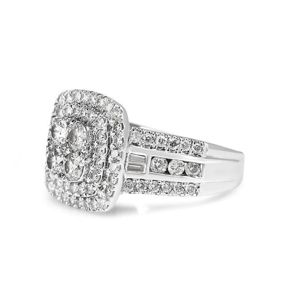 18ct White Gold Diamond Cluster Halo Ring