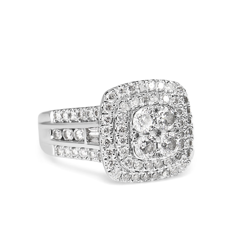 18ct White Gold Diamond Cluster Halo Ring