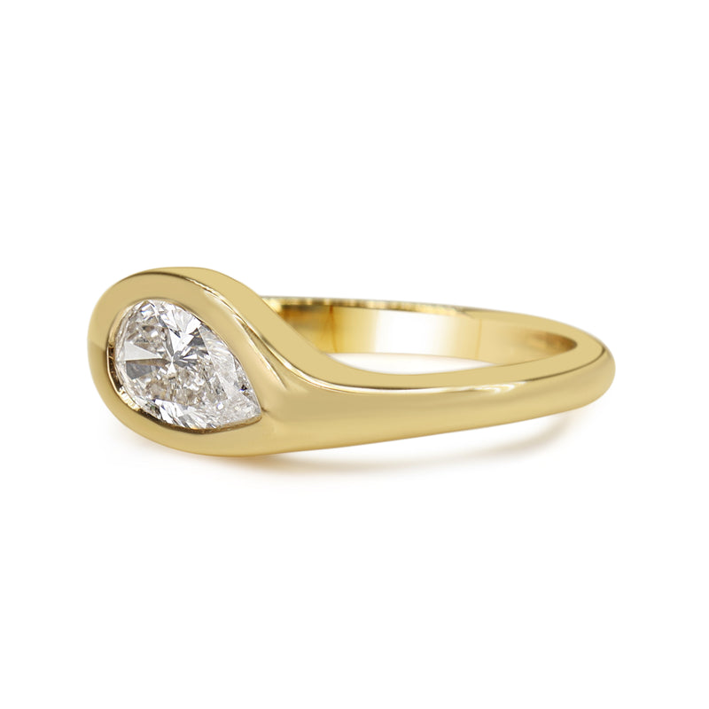 18ct Yellow Gold East West Pear Bezel Diamond Ring