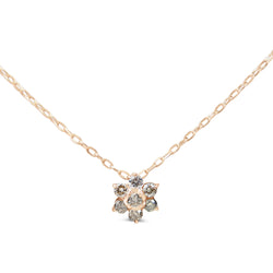 10ct Rose Gold Flower Cluster Diamond Necklace