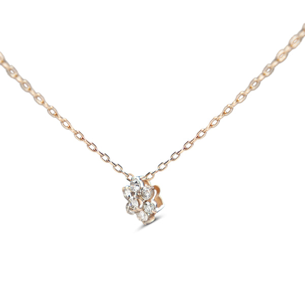 10ct Rose Gold Flower Cluster Diamond Necklace