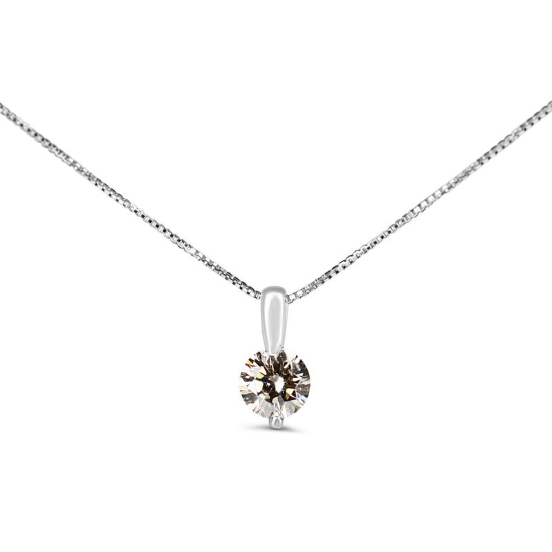 Platinum Champagne Diamond Solitaire Necklace