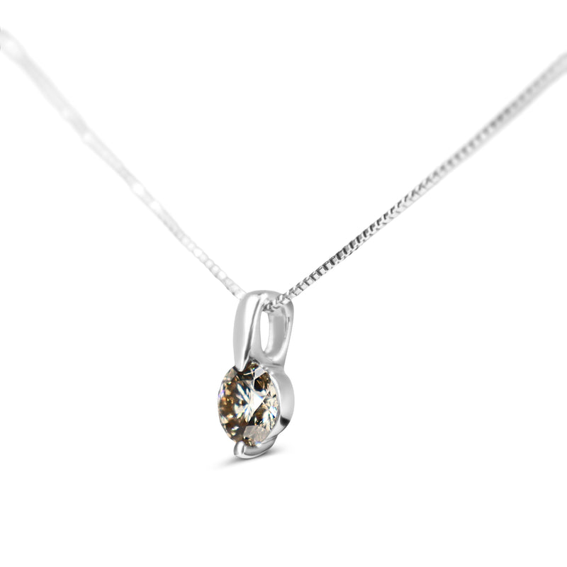 Platinum Champagne Diamond Solitaire Necklace