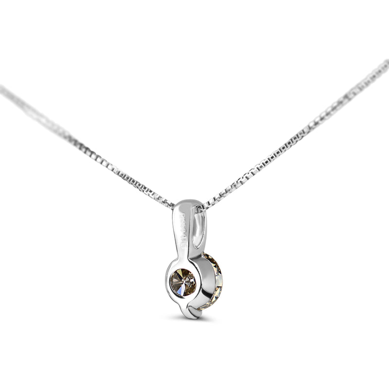 Platinum Champagne Diamond Solitaire Necklace