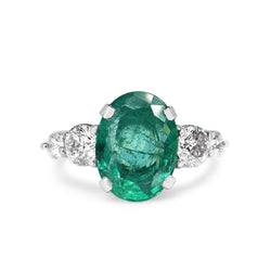 18ct Yellow and White Gold Emerald and Diamond 5 Stone Ring