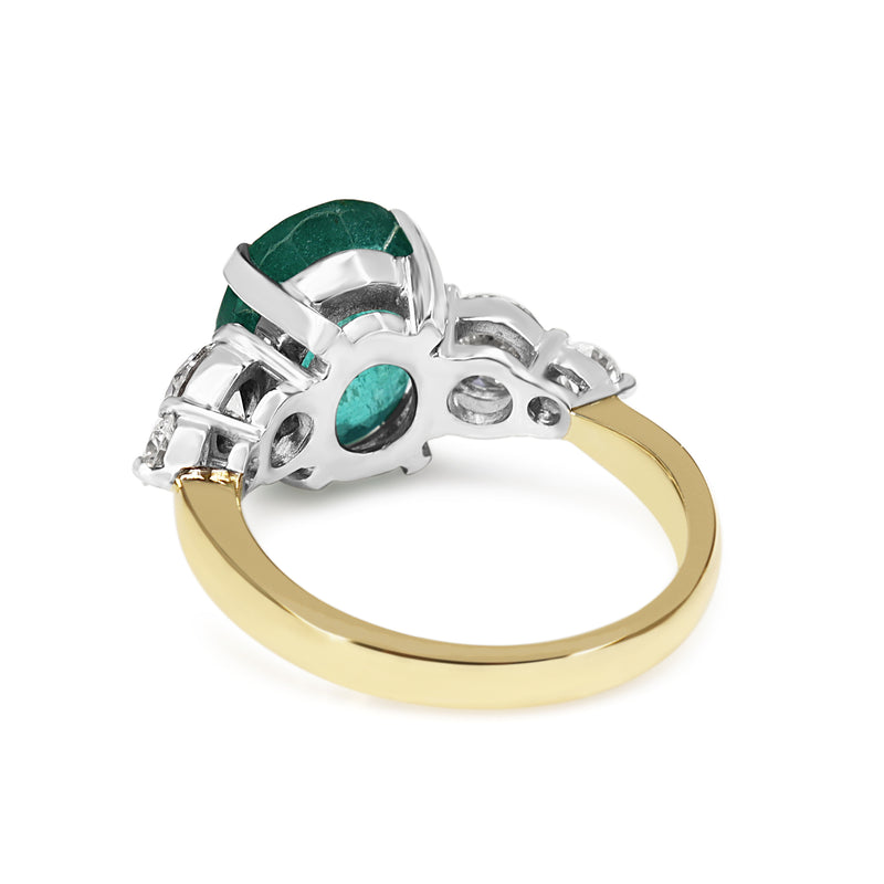 18ct Yellow and White Gold Emerald and Diamond 5 Stone Ring