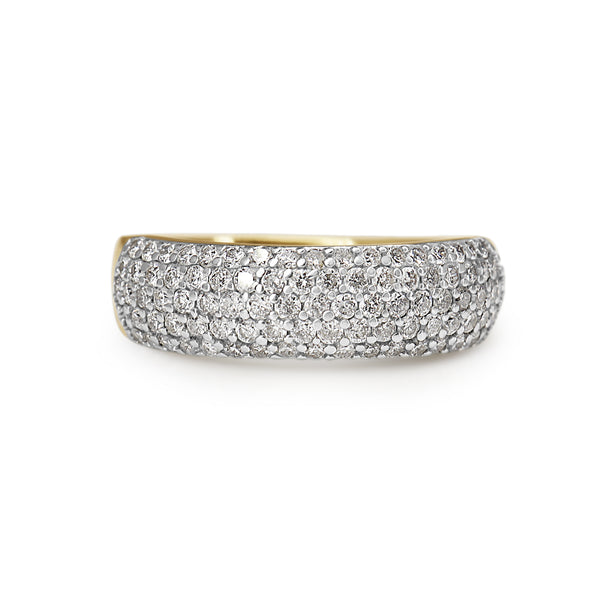 18ct Yellow and White Gold Pavé Diamond Band Ring