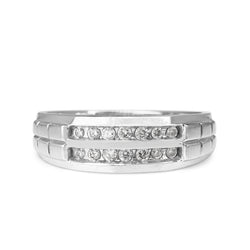 14ct White Gold Channel Set Mens Diamond Ring