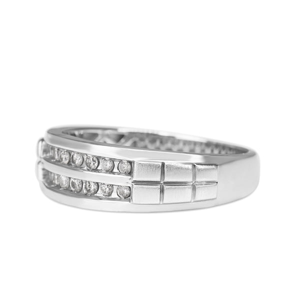 14ct White Gold Channel Set Mens Diamond Ring