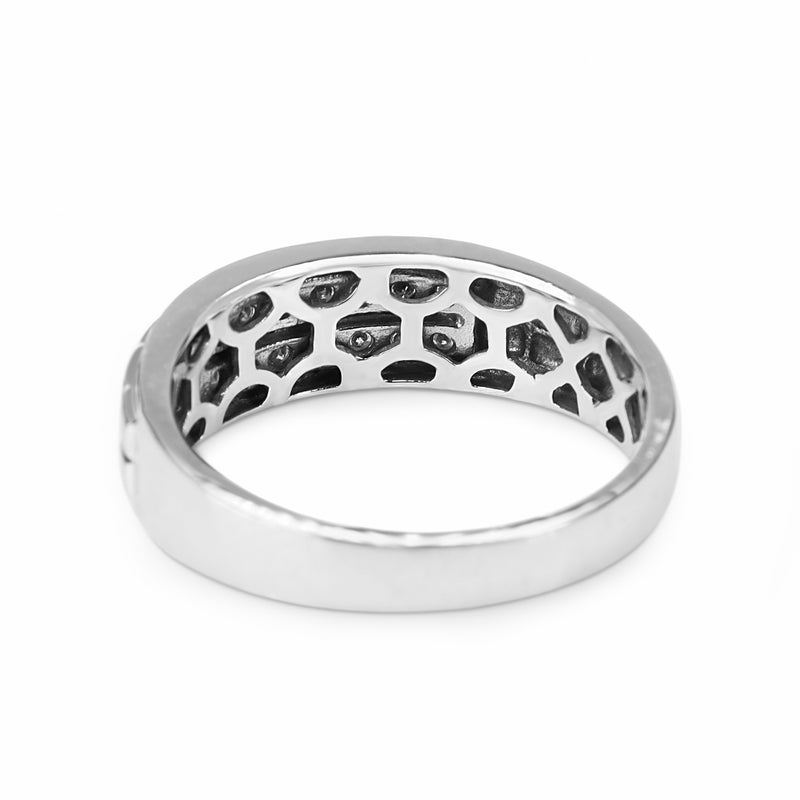 14ct White Gold Channel Set Mens Diamond Ring