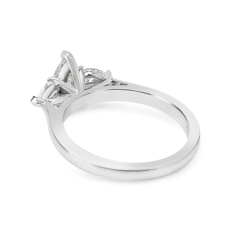 18ct White Gold Marquise and Pear Diamond 3 Stone Ring