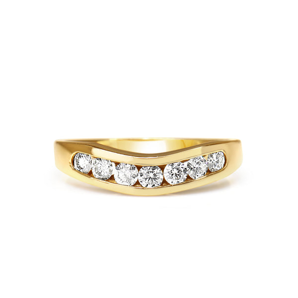 9ct Yellow Gold Curved Channel Set Diamond Band Ring