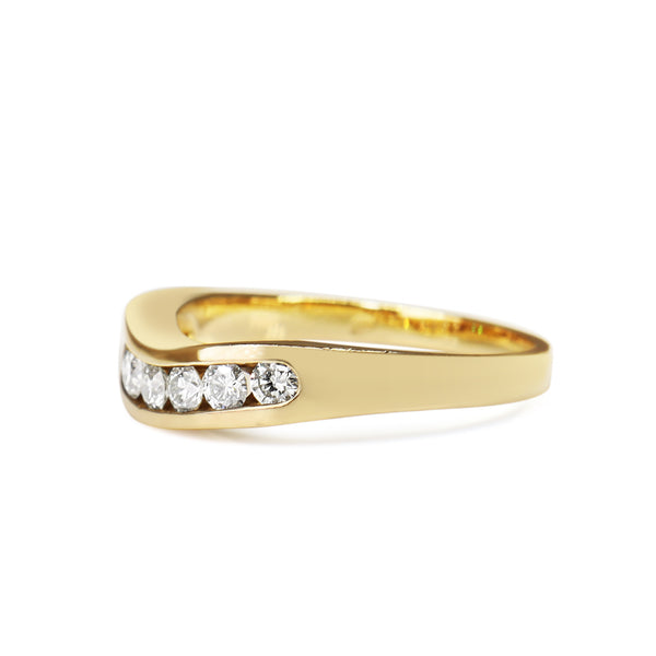 9ct Yellow Gold Curved Channel Set Diamond Band Ring