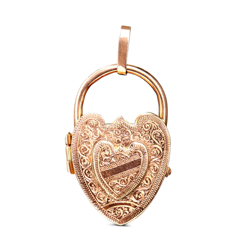 9ct Rose Gold Engraved Locket Necklace