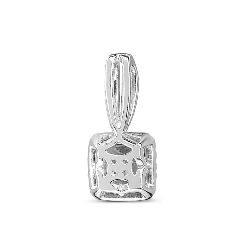 14ct White Gold Diamond Halo Pendant with Split Bental