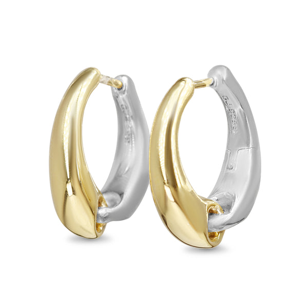 18ct Yellow Gold and Silver George Jenson Hoop Earrings