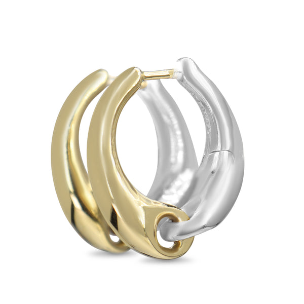 18ct Yellow Gold and Silver George Jenson Hoop Earrings