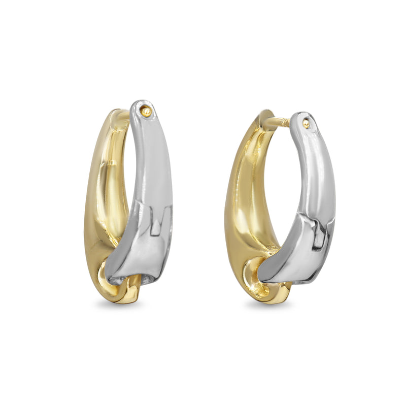 18ct Yellow Gold and Silver George Jenson Hoop Earrings