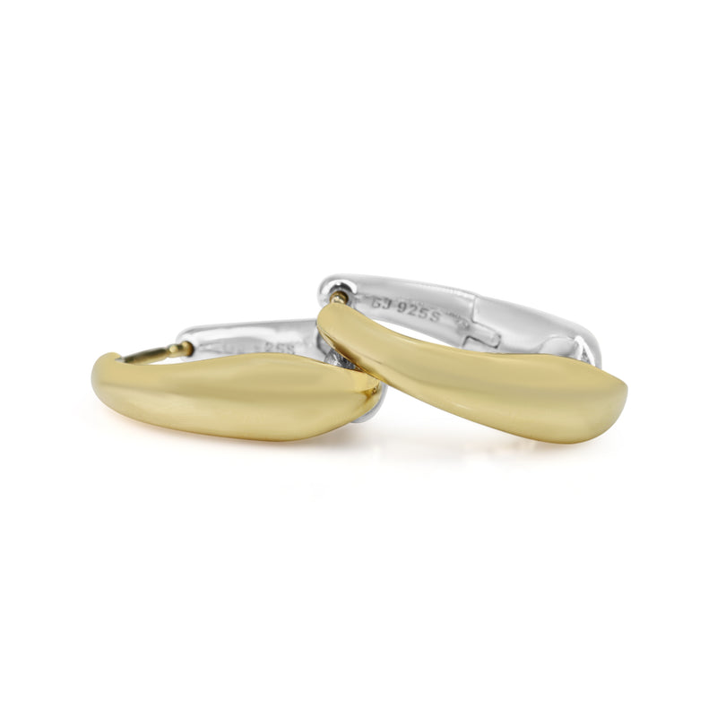 18ct Yellow Gold and Silver George Jenson Hoop Earrings