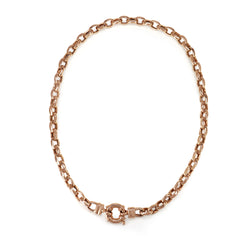 9ct Rose Gold Oval Belcher Link Necklace