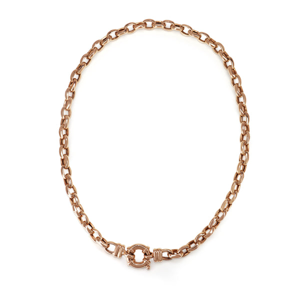 9ct Rose Gold Oval Belcher Link Necklace