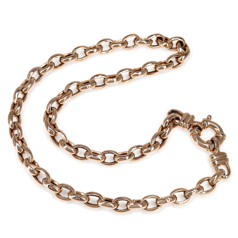 9ct Rose Gold Oval Belcher Link Necklace