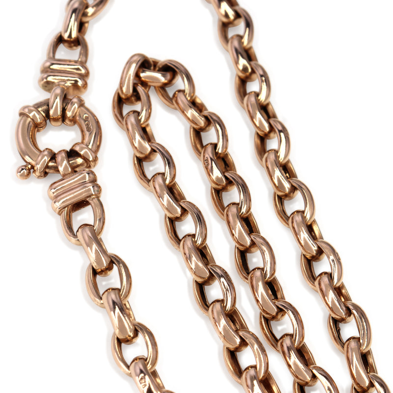 9ct Rose Gold Oval Belcher Link Necklace