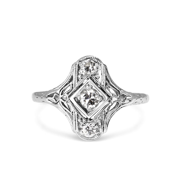 Platinum Art Deco Old Cut Diamond Ring