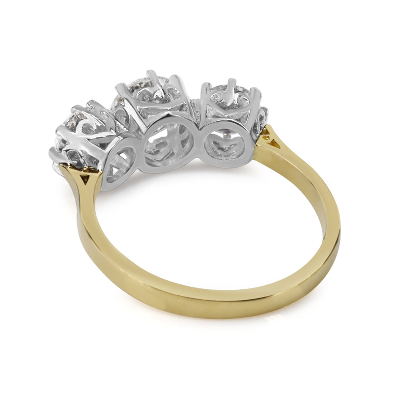 18ct Yellow and White Gold Victorian Style 3 Stone Diamond Ring