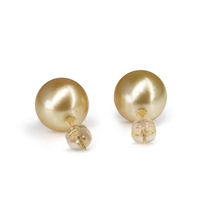 18ct Yellow Gold 12.7mm Golden South Sea Pearl Stud Earrings