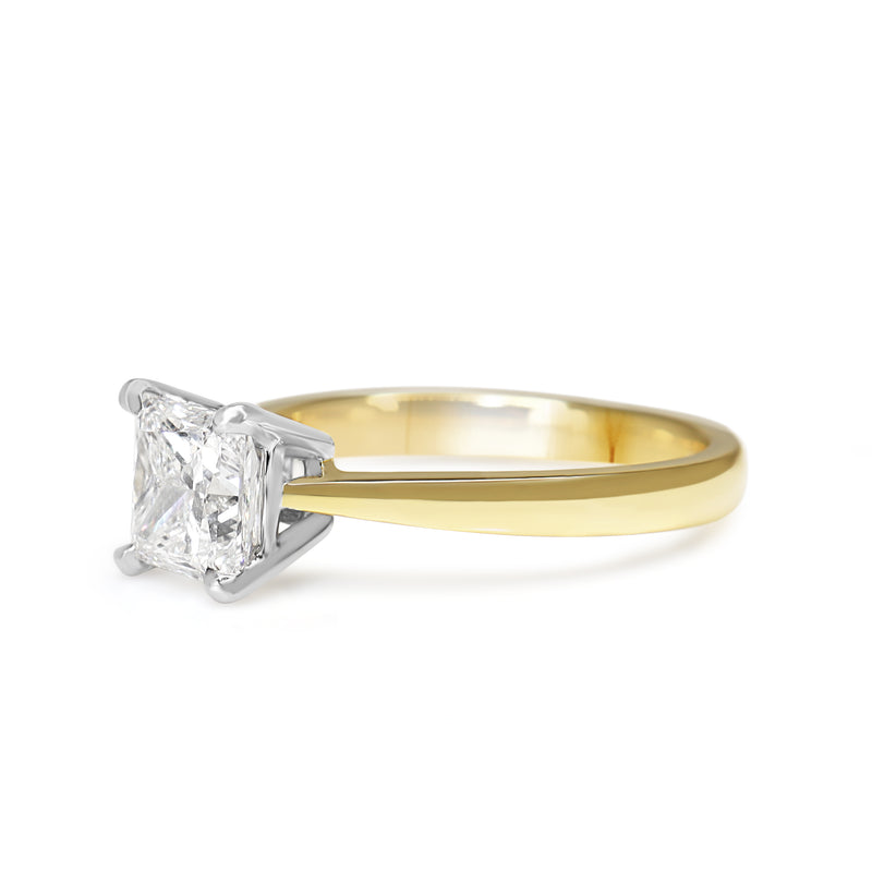 18ct Yellow and White Gold 1.52ct Princess Cut Diamond Solitaire Ring