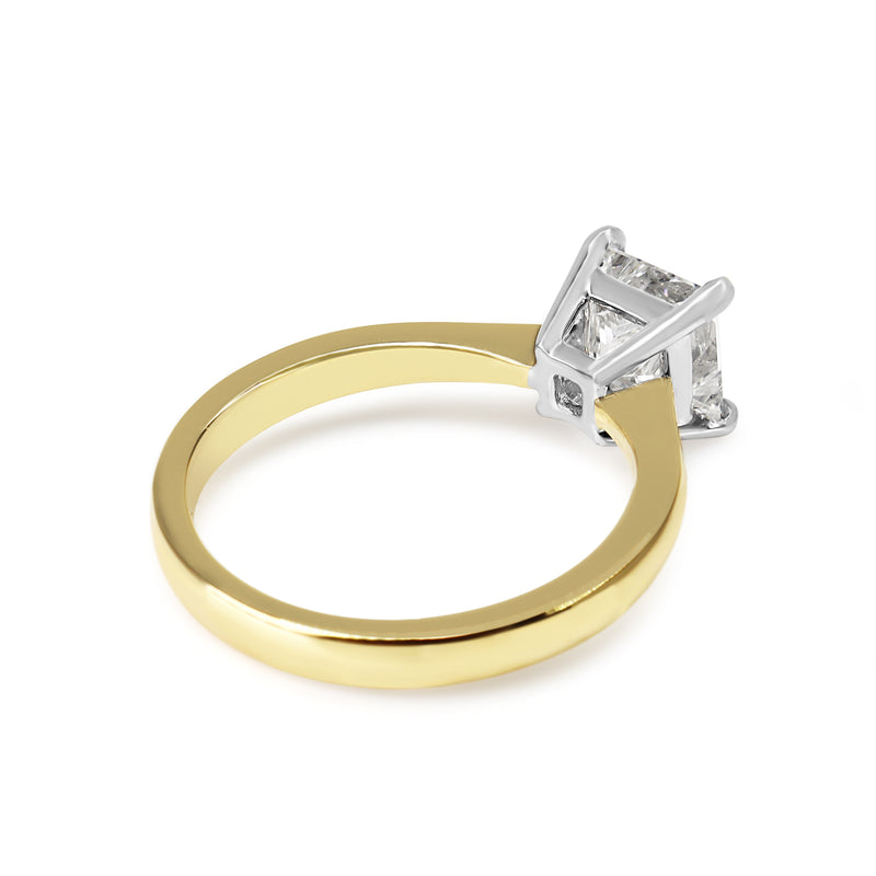 18ct Yellow and White Gold 1.52ct Princess Cut Diamond Solitaire Ring